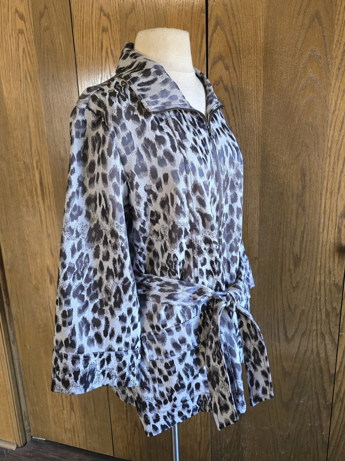 Ruby Rd. Gray Black Leopard Belted Unlined Jacket… - image 8