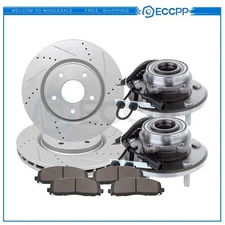 Front Brake Rotors Ceramic Pads Wheel Hub Bearings For 12-17 Dodge Grand Caravan