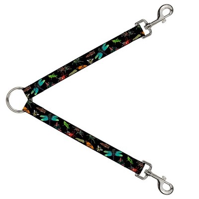 Dog Leash Splitter Insects Scattered C/U Black