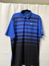 Nike Dri Fit Polo Shirt Golf Size Large Polyester pullover short sleeve blue
