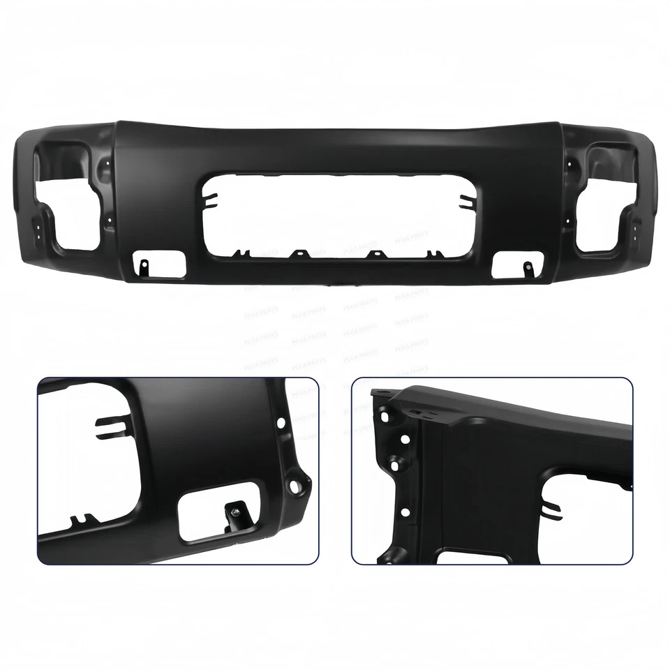 Primed Black Front Bumper Face Bar w/Fog Light Holes For 2004-2015 Nissan TITAN - Imagem 2 de 4