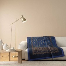 Bassetti Plaid Gold Decor B1 - Oriental Elegance for Your Home in Blue