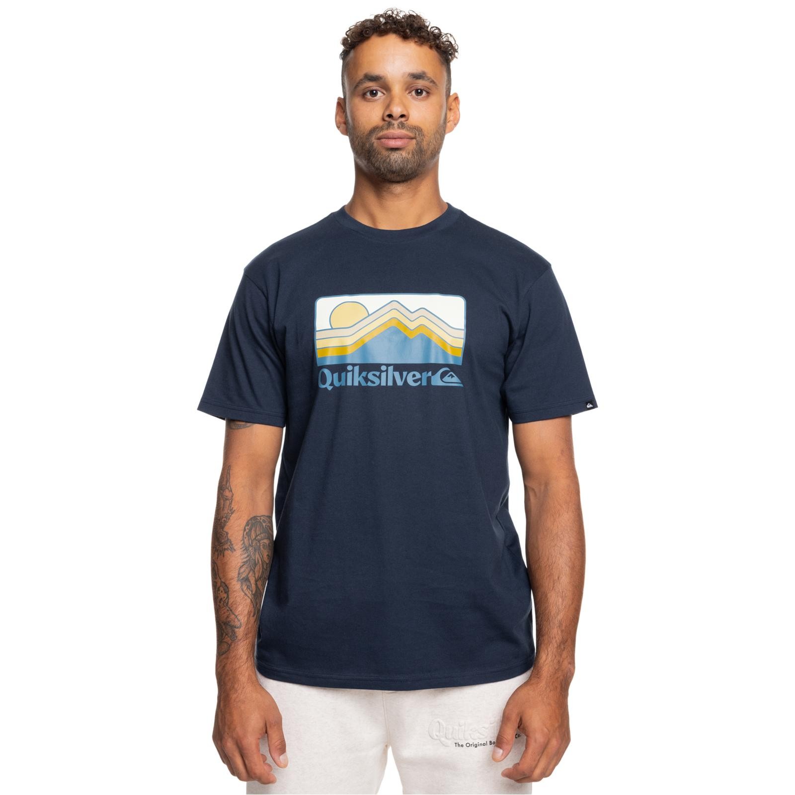 Quiksilver Mens QS Gradient Mount Short Sleeve T-Shirt Top - Navy Blazer - S