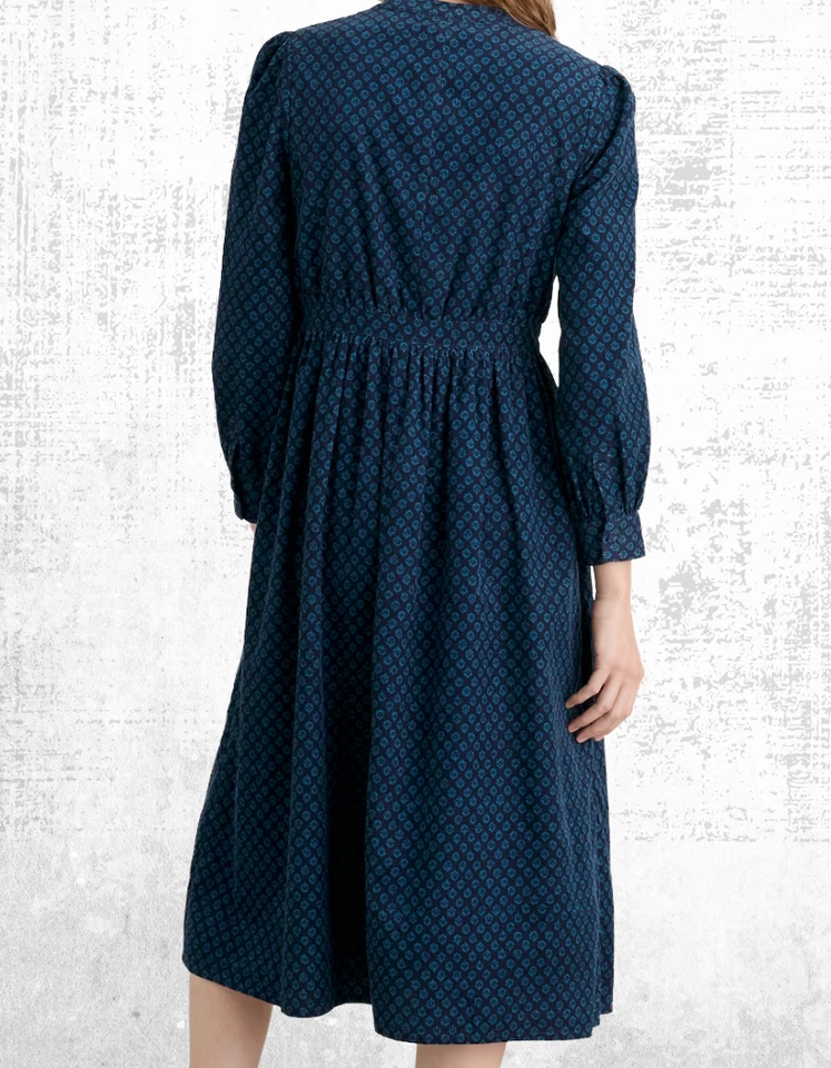 Womens Seasalt Needlecord Dress Cotton V Neck Patchwork Ditsy Marine RRP £89.95 - Image 3 of 4