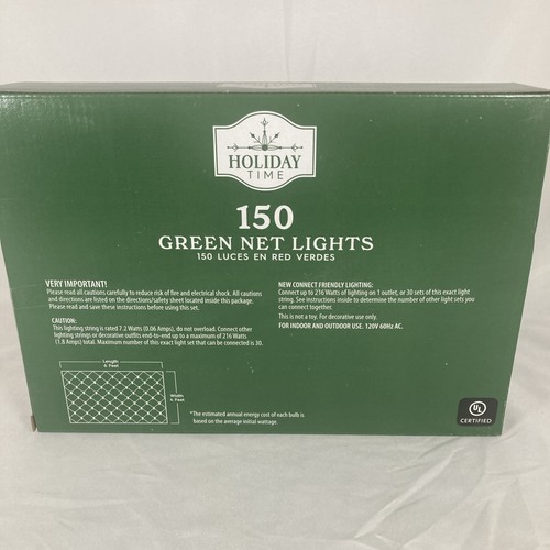 Holiday Time 150 Green Net Mini LED Lights Green Wire 6 x 4 ft Area - Picture 5 of 6