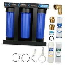 RV Water Filter System with Bracket, 3-Stage Water Filtration, 0.01 Micron UF