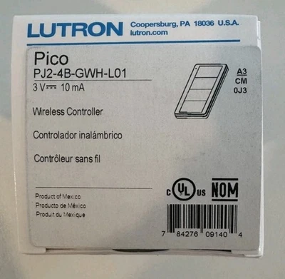 Lutron PJ2-4B-GWH-L01 PICO WIRELESS KEYPAD 4 BUTTON WHITE Group Zone Control