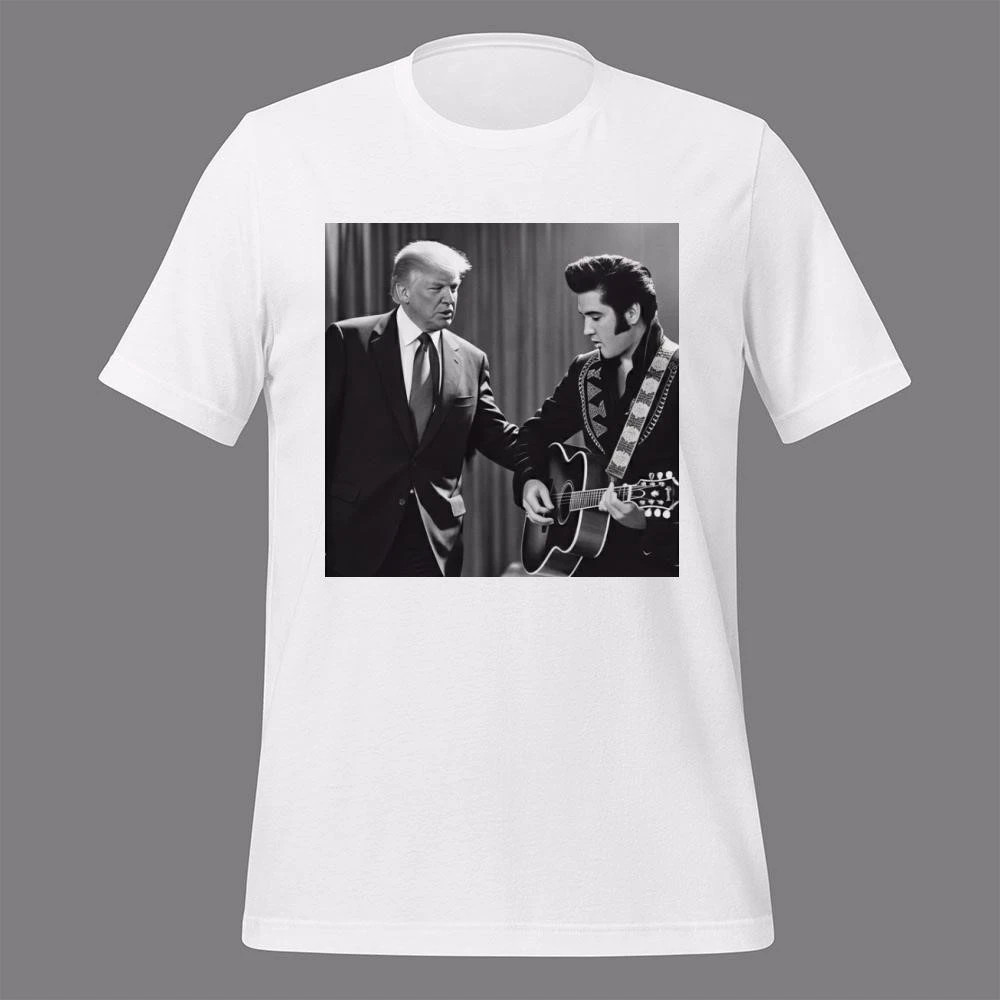 Trump - Elvis Presley Unisex White  Shirt