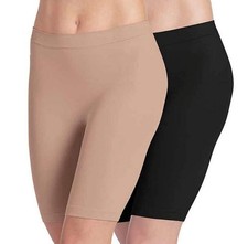Jockey Women's 2-Pk Skimmies Original Slip Short Black/Light Nude Large Micro