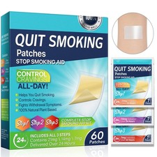 Nicotine Patches, Step 1 2 3 Quit Smoking Aids, 60mg, 2-Week Supply 60 Count 