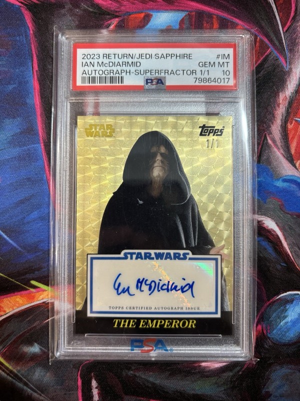 2023 Topps Star Wars ROTJ Sapphire Ian McDiarmid Auto Superfractor 1/1 Palpatine