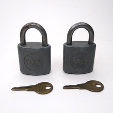 Vintage Working Yale Locks (2) Steel Padlock with Keys, Made in the USA