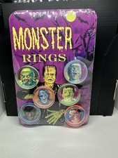 Universal Monsters Custom Retro Vending Display Card With 6 Children&rsquo;s Rings