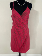 J.Crew Dress Size 6 Red Floral Wrap Slip Dress Tie Waist Spaghetti Strap 2016