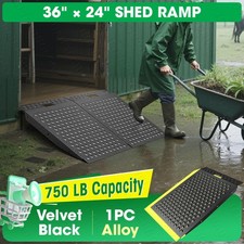 36" x 24" Shed Ramp for Riding Mower ATV Anti-Slip Punch Plate Ramp Velvet Black