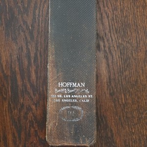Vintage Leather Hanging Razor Strop Co it is stamped Hoffman Barber & Beauty 