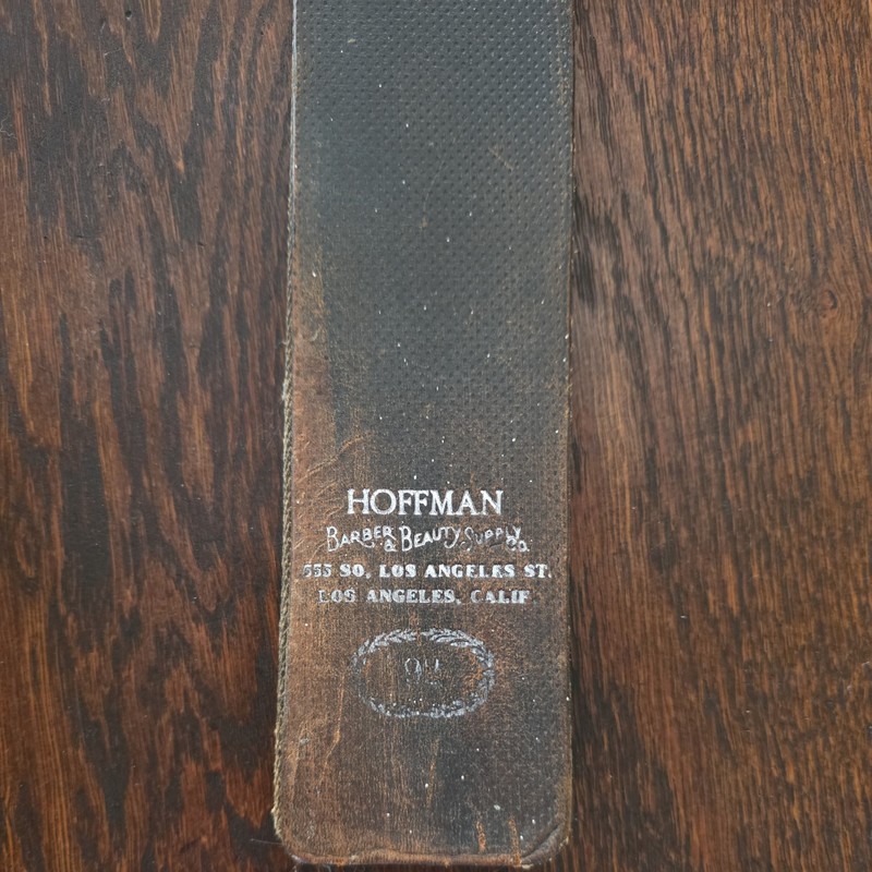 Vintage Leather Hanging Razor Strop Co it is stamped Hoffman Barber & Beauty 