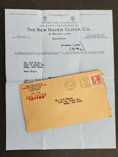 1921 antique THE NEW HAVEN CLOCK CO ny LETTERHEAD new haven tattoo ENVELOPE