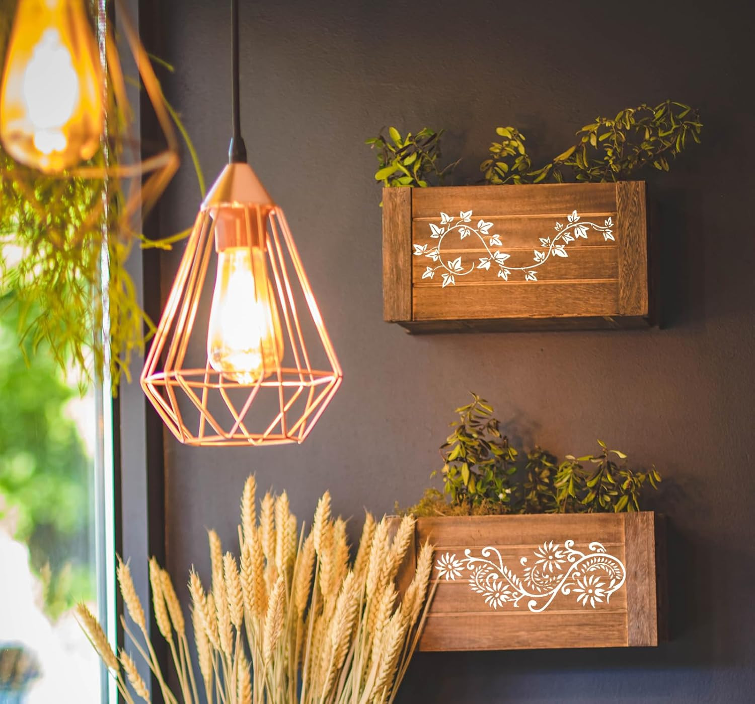 14 Pieces Leaf Vine Stencils for Painting Reusable Leaves Stencil for Craft D...