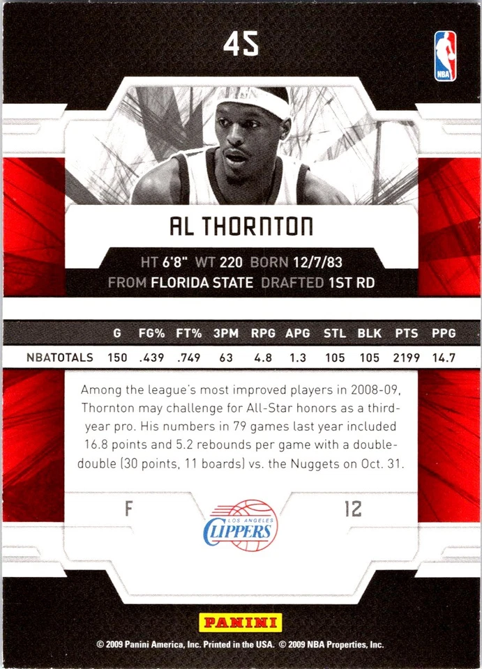 2009-10 Donruss Elite #45 Al Thornton - Image 2 of 2