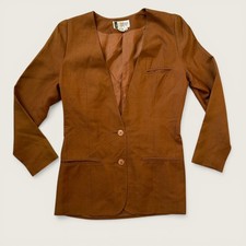 Vintage 90S SK  Company 100 Silk Brown Long Blazer
