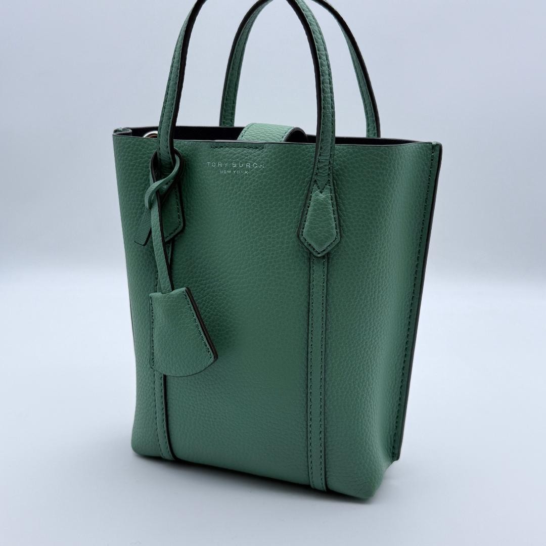 Tory Burch Perry Mini Tote Bag 2-Way Leather Green Women's From Japan thumbnail 2