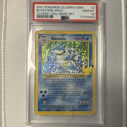 Pokémon Blastoise 2/102 Celebrations Classic Collection Holo Base Set PSA 10