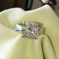4Ct Cushion-Cut VVS1 Moissanite Solitaire Engagement Ring 14K White Gold Plated