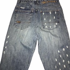 Akademiks Super Sick Y2K Vintage Wide Leg Baggy Skater Streetwear Jeans 35 x 33