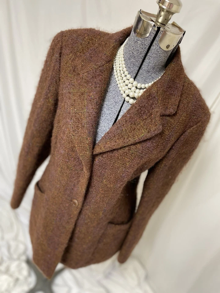 Blazer Barry Bricken Talla 14 Lana Mohair VINTAGE Chaqueta Bolsillos Años 80 Multi Foto 3 de 4