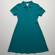 Vtg 90s Express Tricot Polo Dress Womens XS Teal Knit Mini Indie Preppy Sporty