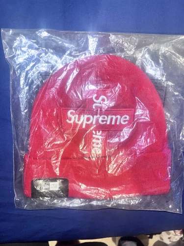 Bonnet FW20 Supreme x New Era Cross Box Logo rouge/blanc neuf avec étiquettes
