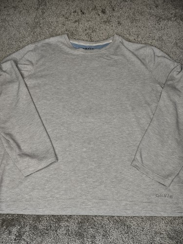 Camisa Orvis Para Hombres Xtra Grande Gris Rayas Cuello Redondo Manga Larga Exterior Pullover - Imagen 1 de 9