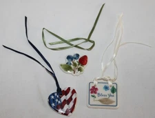 (3) Vintage Longaberger Basket Tie-Ons  - Fruits / USA / Bless You - ALL ONE LOT