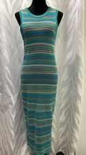 BAR III Striped Crochet Bodycon Sleeveless Long Coverup Dress Size M
