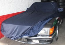 Autoplane Satin Blau mit Spiegeltaschen für Mercedes SL R107 Autoplane Satin Blau mit Spiegeltaschen für Mercedes SL R107