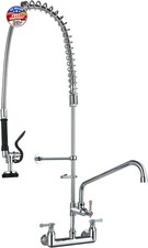 Commercial Kitchen Faucet with Pre-Rinse Sprayer 43" Height 8" Center Brass Cons