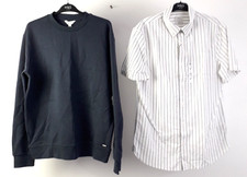 M S Men's White Striped Shirt/Navy Rib Jumper 2xPcs Size M NWOT F2