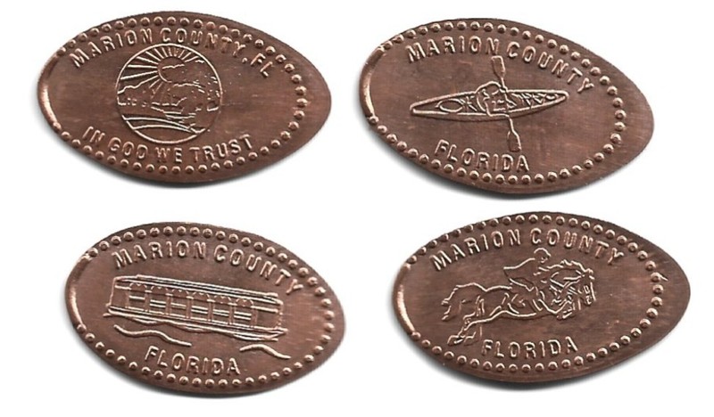 4 Copper elongated pennies (cents) OCALA/MARION COUNTY VISITOR CONVENTION BUREAU