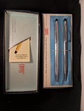 Cross Century Pen Pencil Set 3501 Blue Ink Chrome
