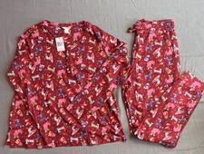 NWT Vera Bradley Pajama Set Dog Henley Jogger Pants Top Holiday Hounds Medium