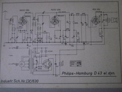 Philips Hamburg D 43 el. dyn. Hamburg D 43 perm. dyn. Schaltplan mit Bauteilen  