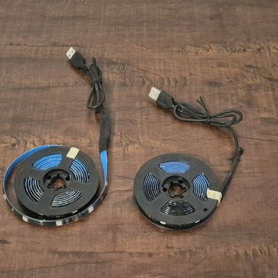 Flexible USB LED Tape String Lights, Black Blue, Indoor, Plastic