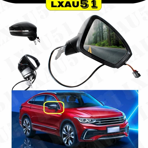 Right 6 pin Power Black Heated Turn Light Mirror For Volkswagen Tiguan 2018-2023