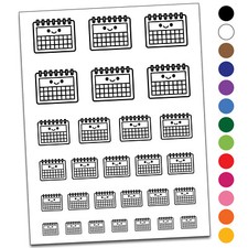 Kawaii Calendar Teacher School Temporary Tattoo Water Resistant Set