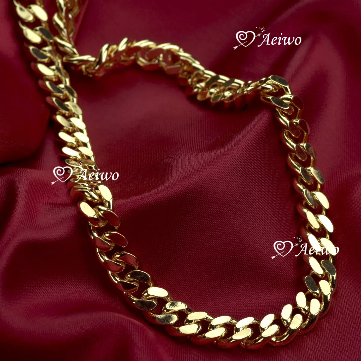 18k yellow gold gf curb chain necklace 59.5cm fashion jewelry