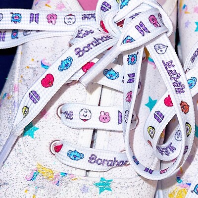 NEW   BTS   BT21 Borahae Concert Shoelaces Seoul Las Vegas Los Angeles