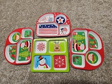 Childrens Toddler Divided Plate Christmas, Snow, Santa, Winter, Lot Of 4