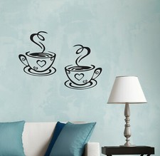 Wall Decal Cup Love Kitchen Coffee Cafe Interior Vinyl Decor Black gz481
