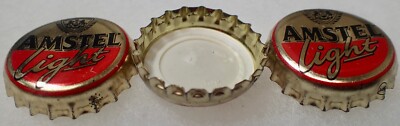 (3) Vintage Amstel Light Dutch Beer Collectible Bottle Caps